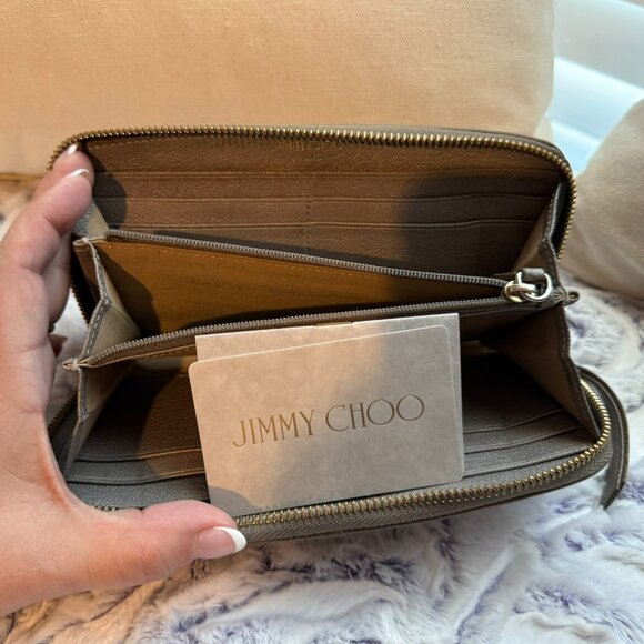 JIMMO CHOO Full Zip Long Wallet - Grey with Silver Stars - Picture 9 of 16